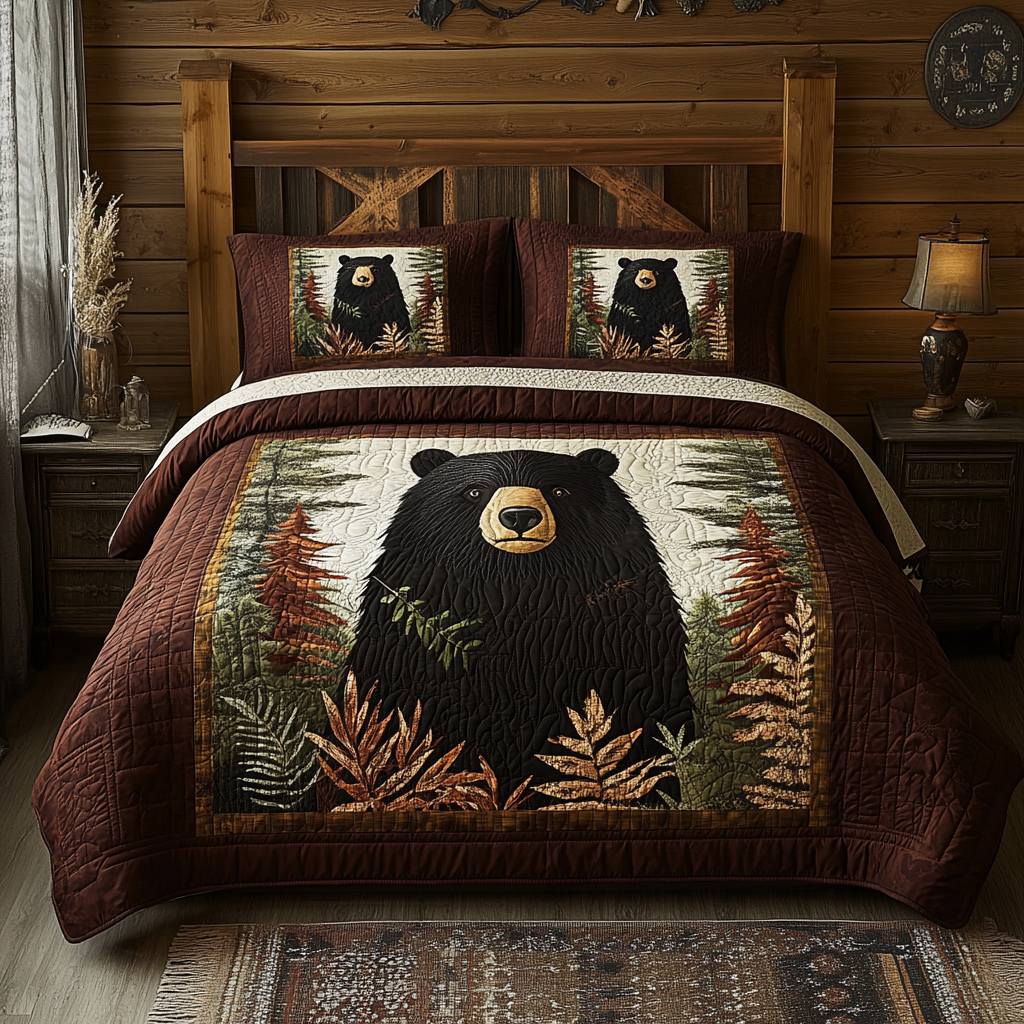 Black Bear Autumn Whimsy Quilted Bedding Set Duvet Cover Merch Bear Theme Gifts Black Bear Autumn Whimsy Quilted Bedding Set Duvet Cover Merch Bear Theme Gifts