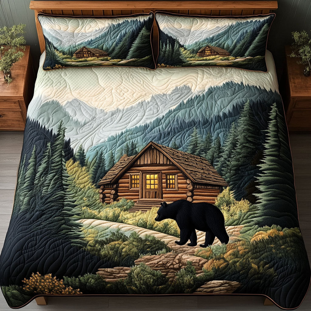 Black Bear Lodge Quilted Bedding Set Duvet Cover Bed Sheet Set Cute Bear Themed Gifts Black Bear Lodge Quilted Bedding Set Duvet Cover Bed Sheet Set Cute Bear Themed Gifts