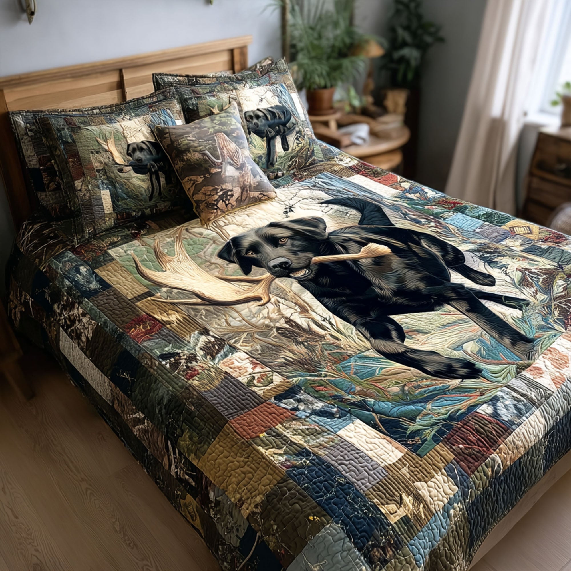 Black Thunder Quilted Bedding Set Duvet Cover Bed Sheet Set Gift For Deers Hunters Men Black Thunder Quilted Bedding Set Duvet Cover Bed Sheet Set Gift For Deers Hunters Men