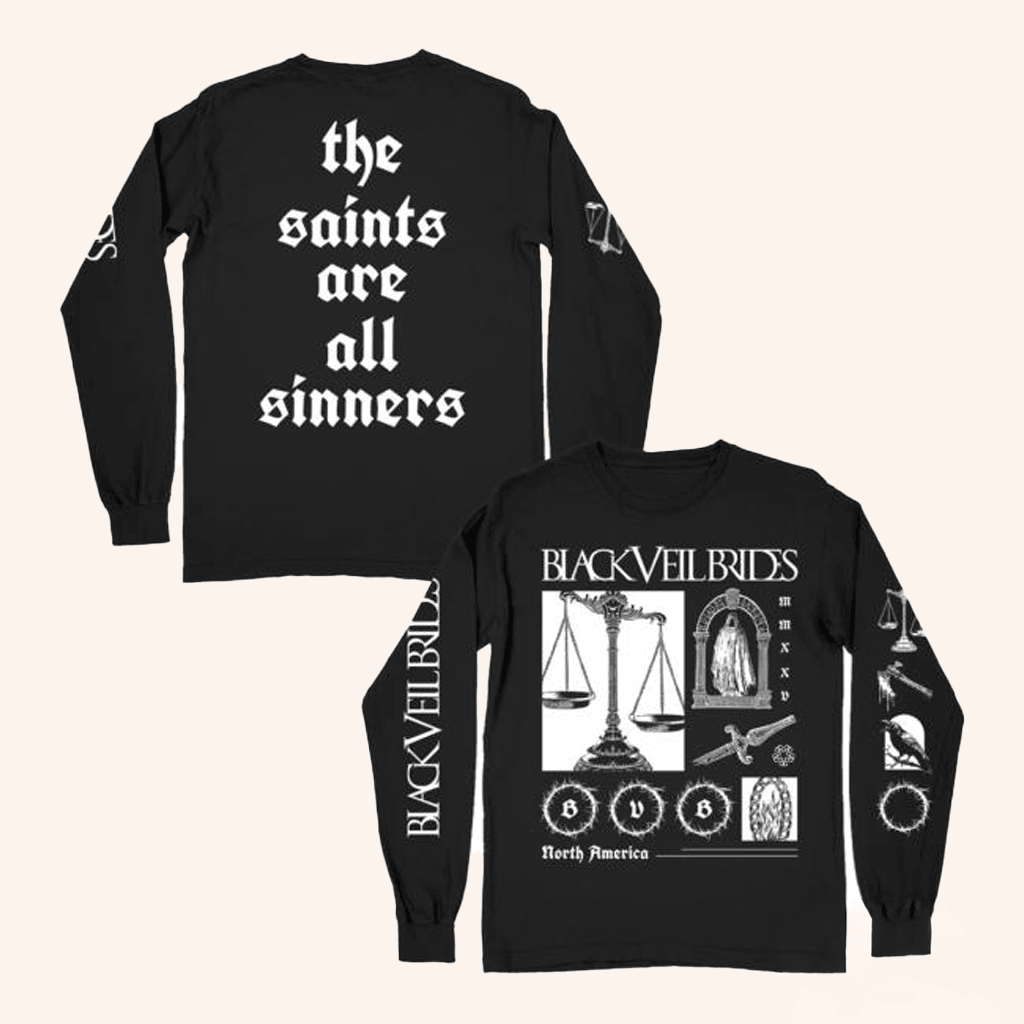 Black Veil Brides Merch Scales Of Justice Long Sleeve Shirt Gifts For Rock Music Fans Black Veil Brides Merch Scales Of Justice Long Sleeve Shirt Gifts For Rock Music Fans
