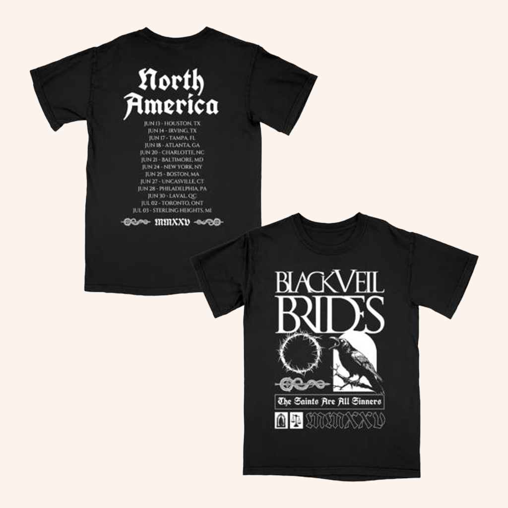 Black Veil Brides Merch The Raven T-Shirt North American Tour 2025 Shirt Gift For Brother Black Veil Brides Merch The Raven T-Shirt North American Tour 2025 Shirt Gift For Brother