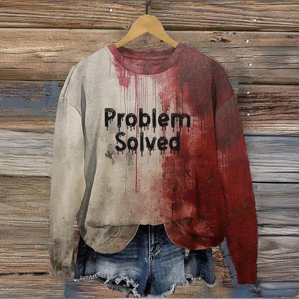 Bloody Halloween Problem Solved Sweatshirt Scary Horror Clothing Halloween Gifts For Her Bloody Halloween Problem Solved Sweatshirt Scary Horror Clothing Halloween Gifts For Her