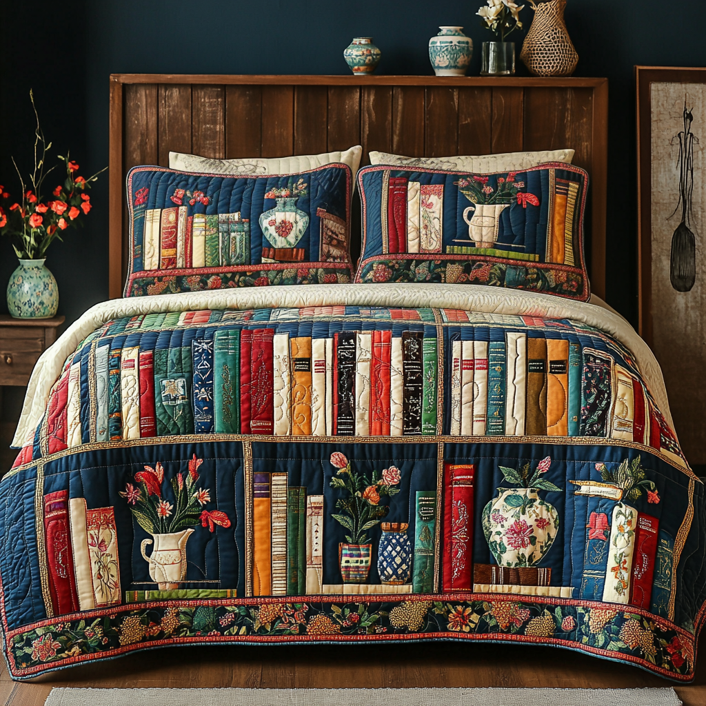 Bloom Books Quilted Bedding Set Duvet Cover Merch Book Gifts For Ladies