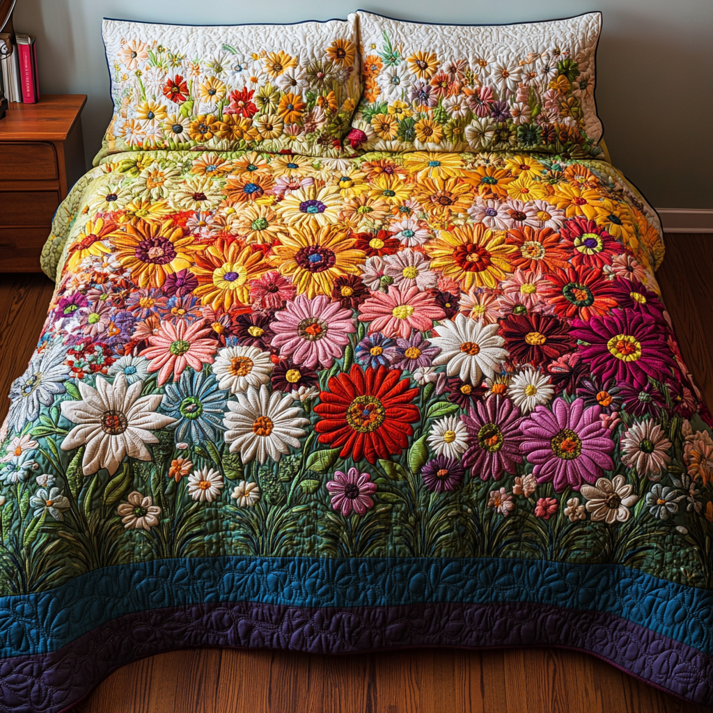 Bloom Dreams Quilted Bedding Set Duvet Cover Bedspreads Flower Daisy Themed Gifts Bloom Dreams Quilted Bedding Set Duvet Cover Bedspreads Flower Daisy Themed Gifts
