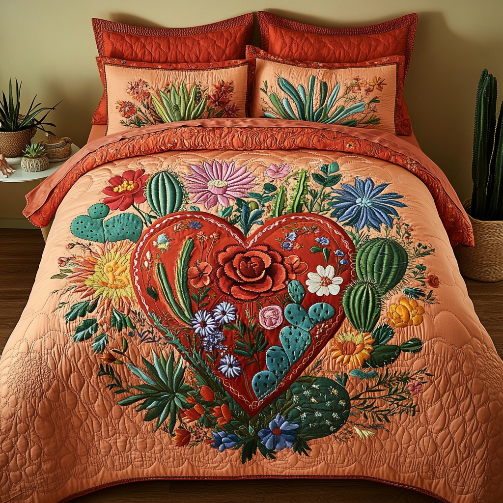 Bloom Nest Quilted Bedding Set Duvet Cover Bed Sheet Set Cactus Gifts For Her Bloom Nest Quilted Bedding Set Duvet Cover Bed Sheet Set Cactus Gifts For Her