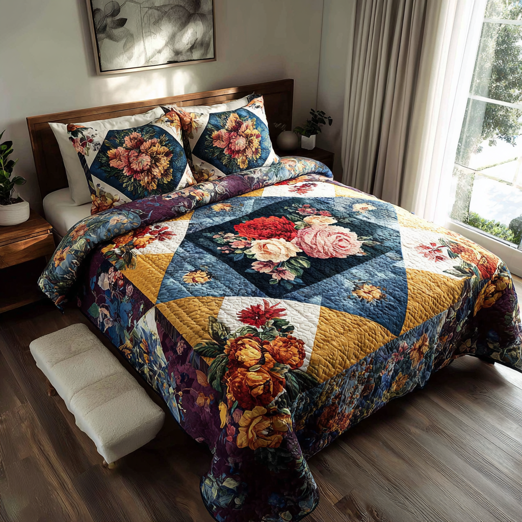 Bloom Trail Quilted Bedding Set Duvet Cover Bed Sheet Set Sunflower Presents Bloom Trail Quilted Bedding Set Duvet Cover Bed Sheet Set Sunflower Presents