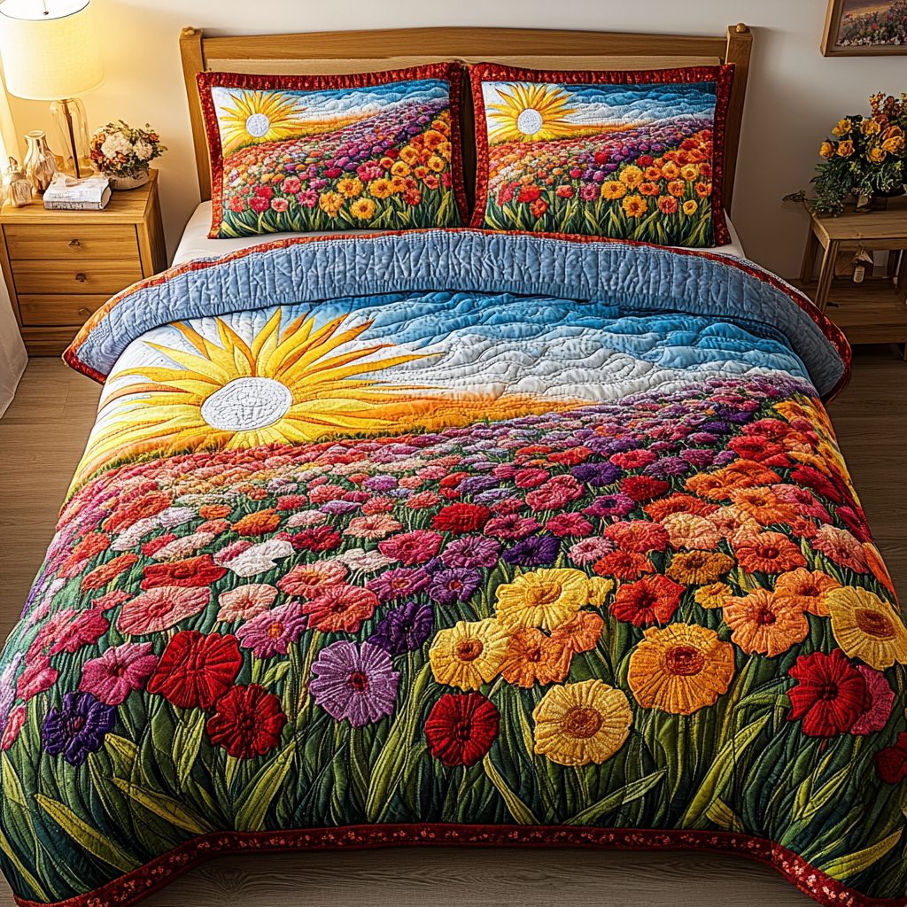 Bloom Vista Quilted Bedding Set Duvet Cover Bedspreads Christmas Gift Ideas For Beach Lovers