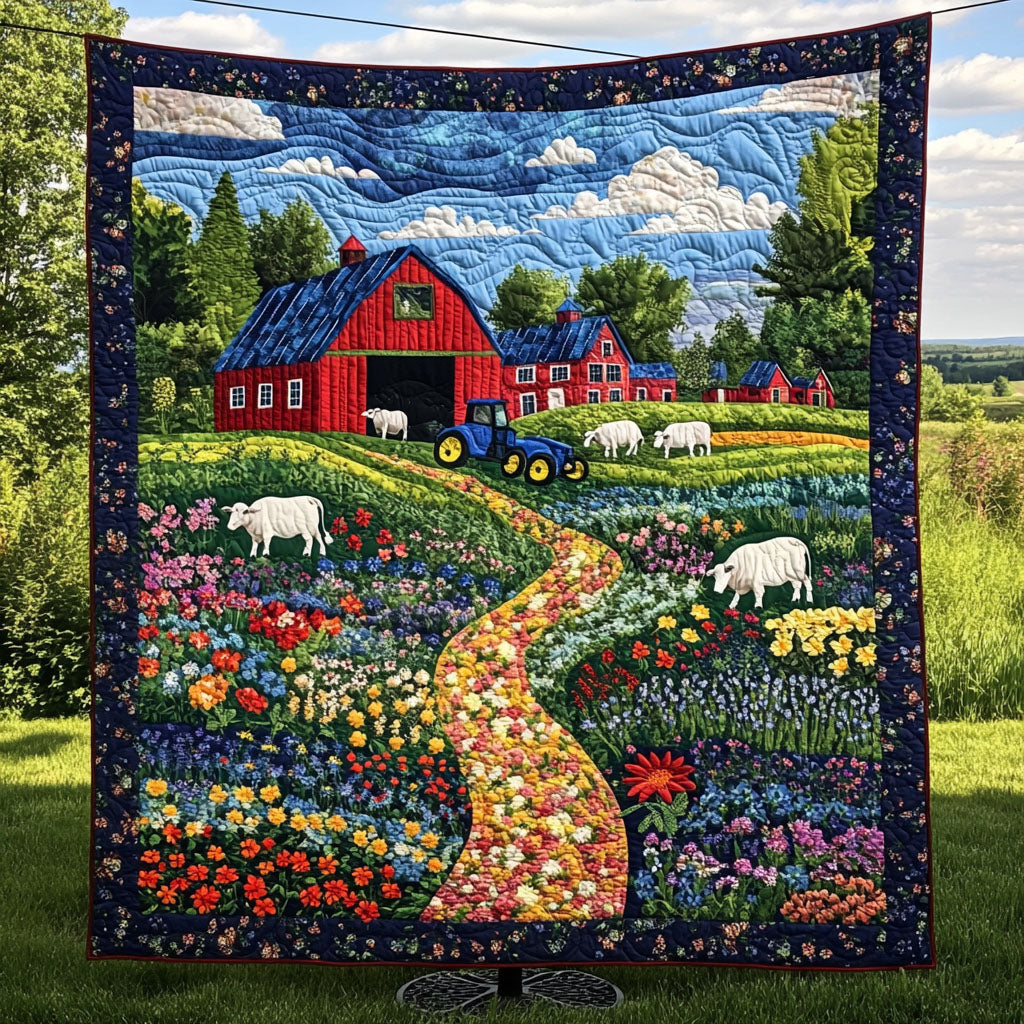 Blooming Farm Life Quilted Blanket Cute Throw Blanket Cow Themed Gifts Blooming Farm Life Quilted Blanket Cute Throw Blanket Cow Themed Gifts