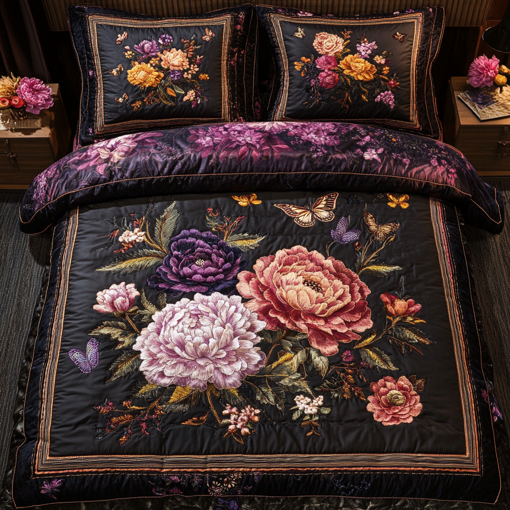 Blooming Grace Quilted Bedding Set Duvet Cover Bed Sheet Set Flower Gifts For Ladies Blooming Grace Quilted Bedding Set Duvet Cover Bed Sheet Set Flower Gifts For Ladies