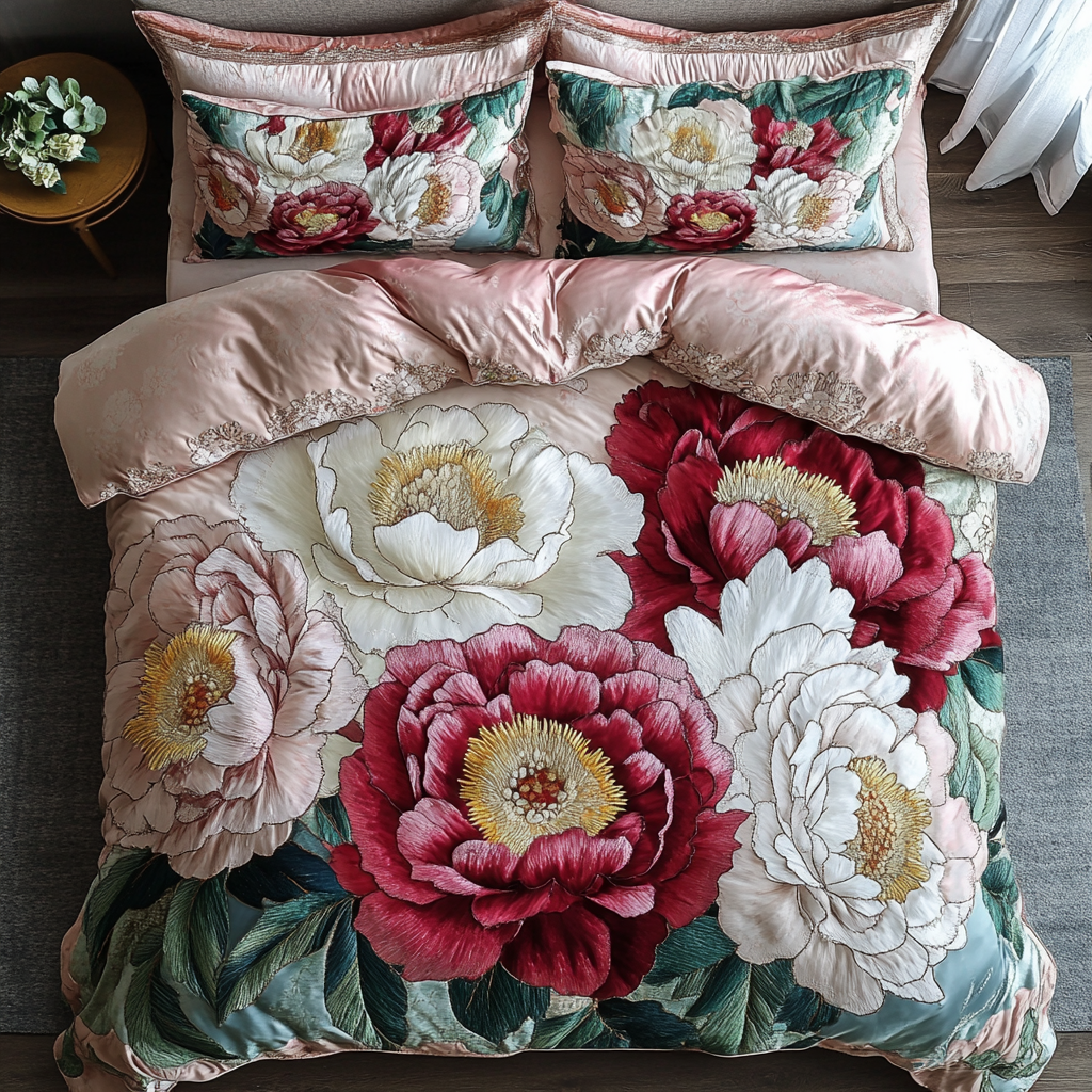 Blooming Grace Quilted Bedding Set Duvet Cover Bedspread Flower Presents Blooming Grace Quilted Bedding Set Duvet Cover Bedspread Flower Presents