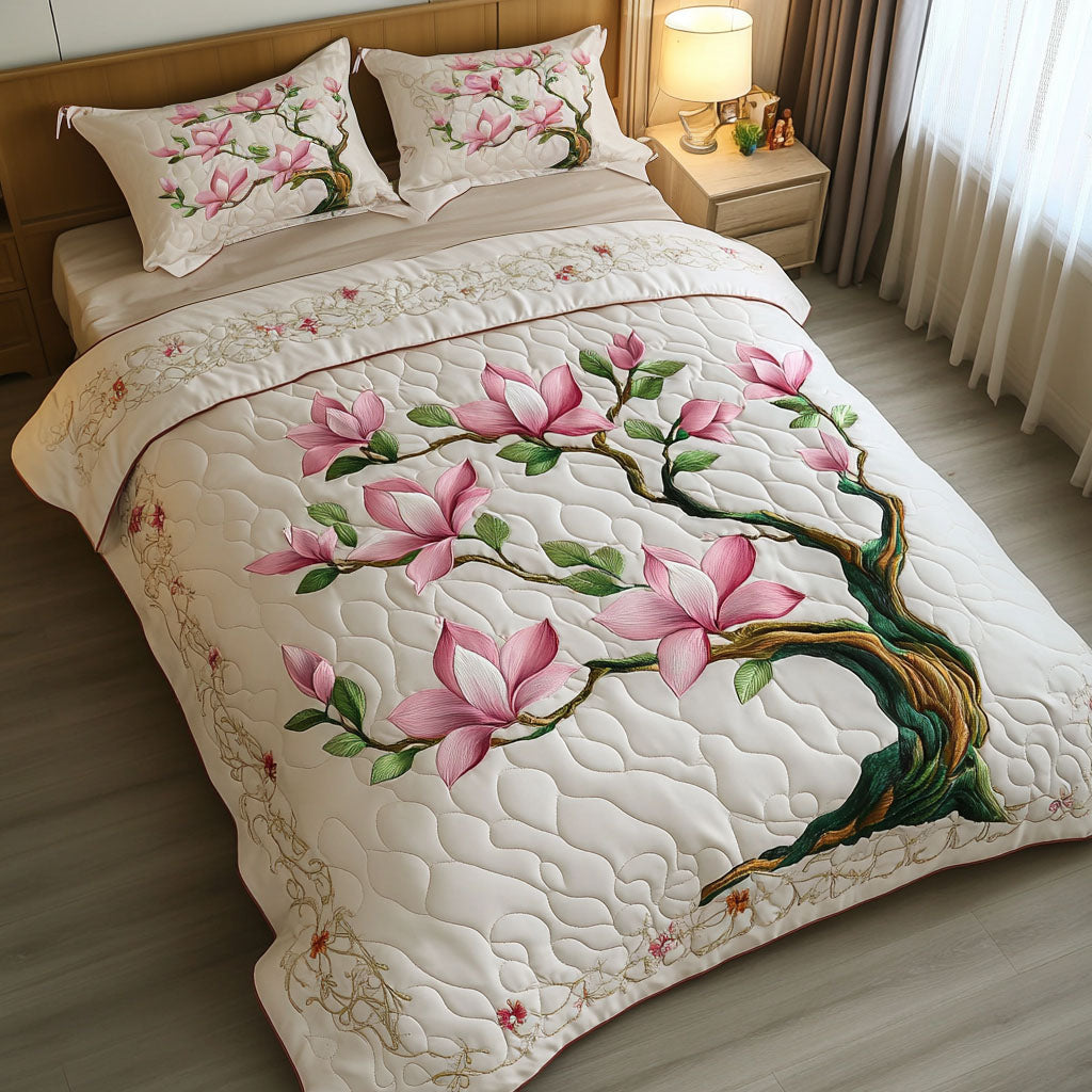 Blooming Magnolia Bliss Quilted Bedding Set Duvet Cover Bed Sheet Set Flower Gifts For Friends Blooming Magnolia Bliss Quilted Bedding Set Duvet Cover Bed Sheet Set Flower Gifts For Friends