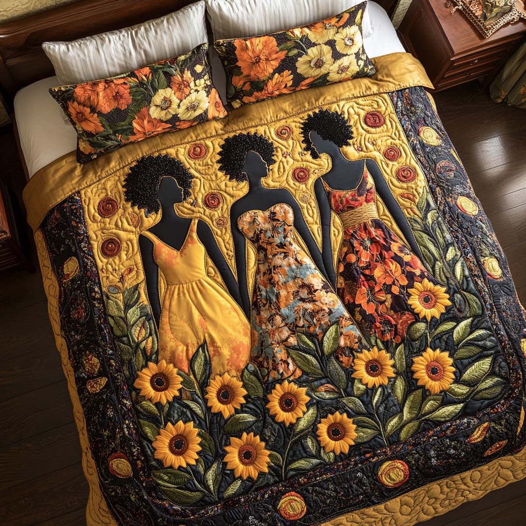 Blooming Sisterhood Quilted Bedding Set Duvet Cover Merch Melanin Black History Gifts For Ladies Blooming Sisterhood Quilted Bedding Set Duvet Cover Merch Melanin Black History Gifts For Ladies