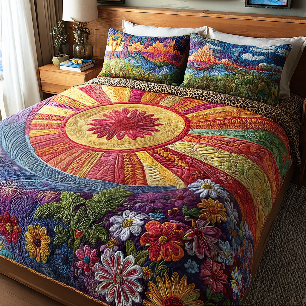 Blooming Sunshine Quilted Bedding Set Duvet Cover Merch Gifts For Sunflower Lovers Blooming Sunshine Quilted Bedding Set Duvet Cover Merch Gifts For Sunflower Lovers