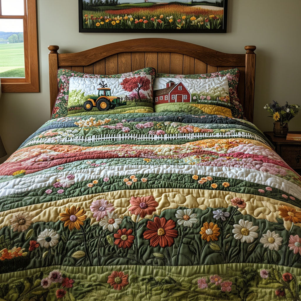 Blossom Acres Quilted Bedding Set Duvet Cover Bed Sheet Set Tractor Gifts For Farmer Blossom Acres Quilted Bedding Set Duvet Cover Bed Sheet Set Tractor Gifts For Farmer