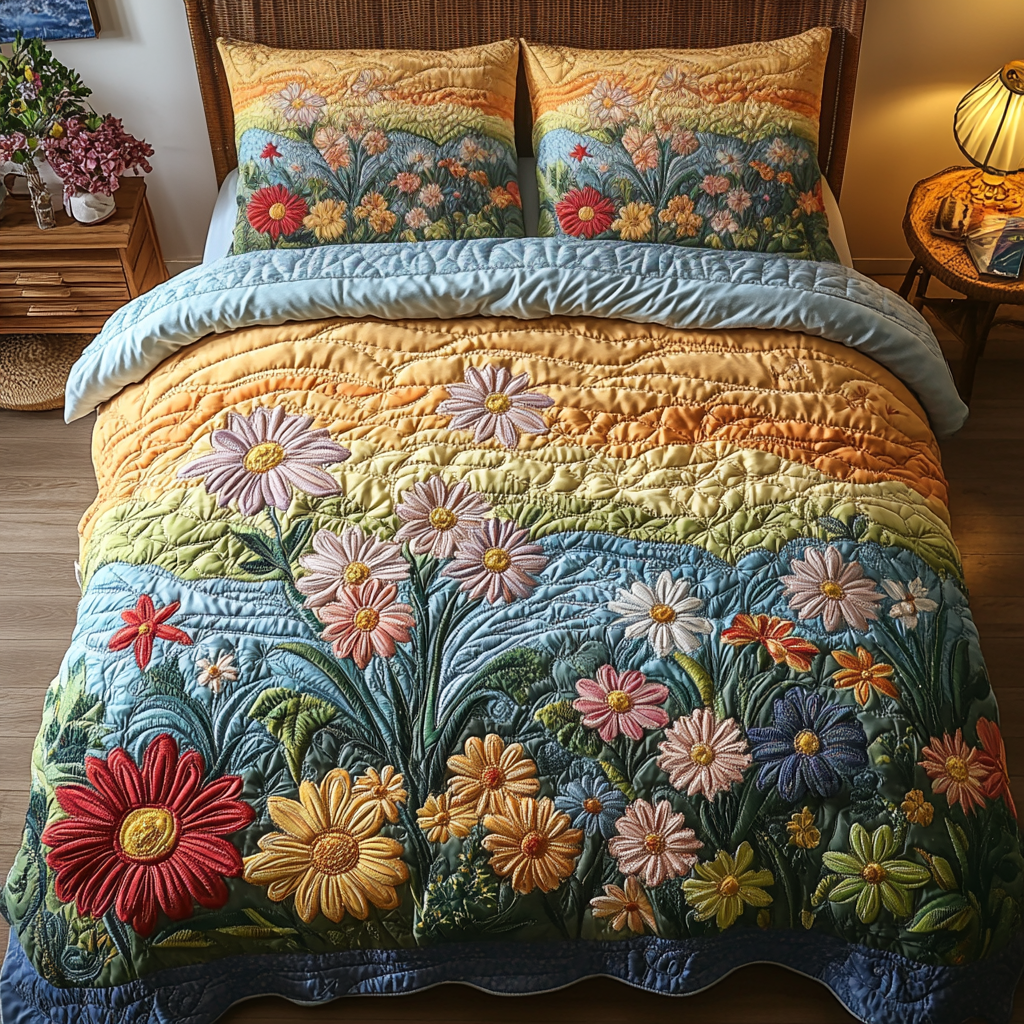 Blossom Bliss Quilted Bedding Set Duvet Cover Bedspreads Flower Daisy Blossom Gifts Blossom Bliss Quilted Bedding Set Duvet Cover Bedspreads Flower Daisy Blossom Gifts