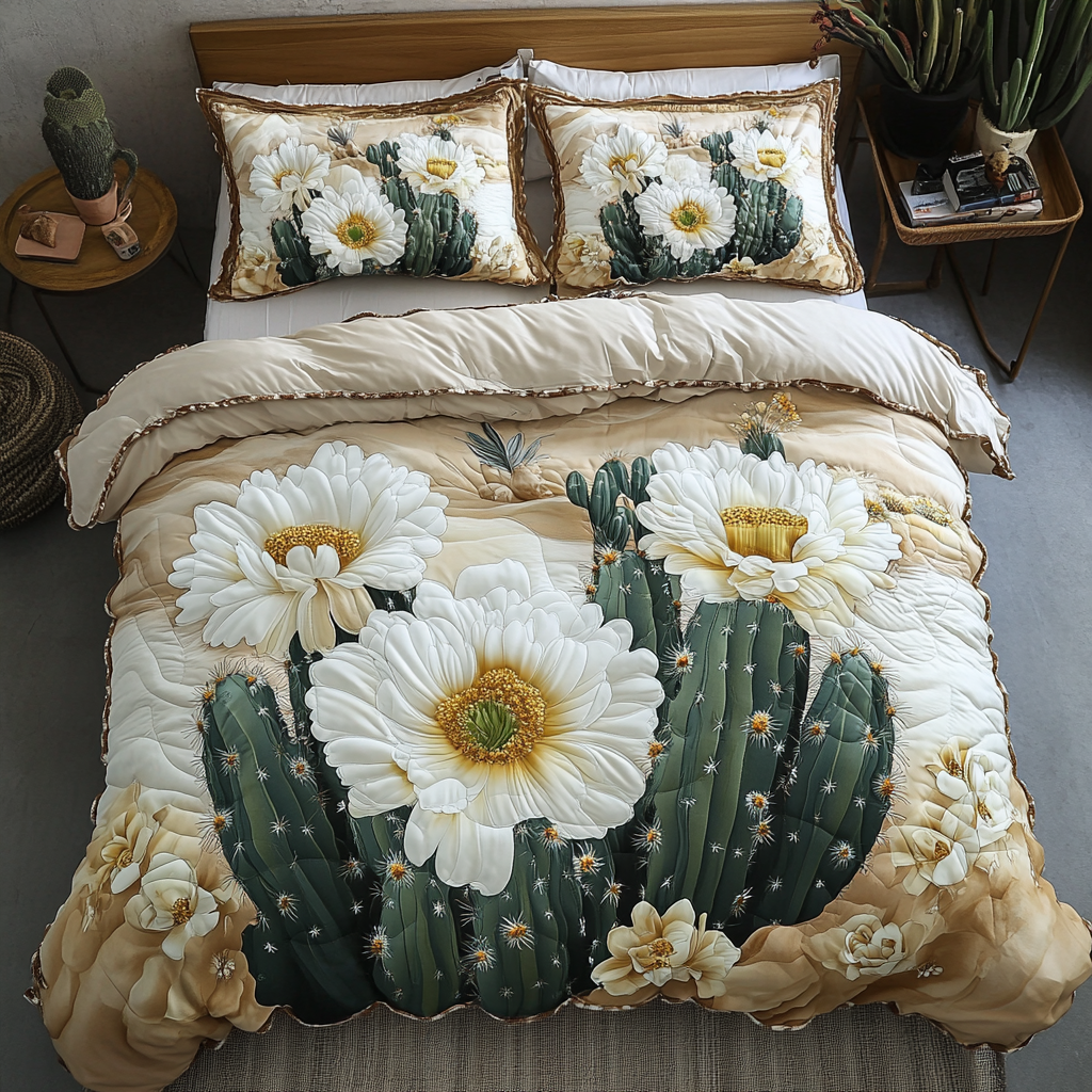 Blossom Bloom Quilted Bedding Set Duvet Cover Bedspread Gifts For Cactus Lovers Blossom Bloom Quilted Bedding Set Duvet Cover Bedspread Gifts For Cactus Lovers