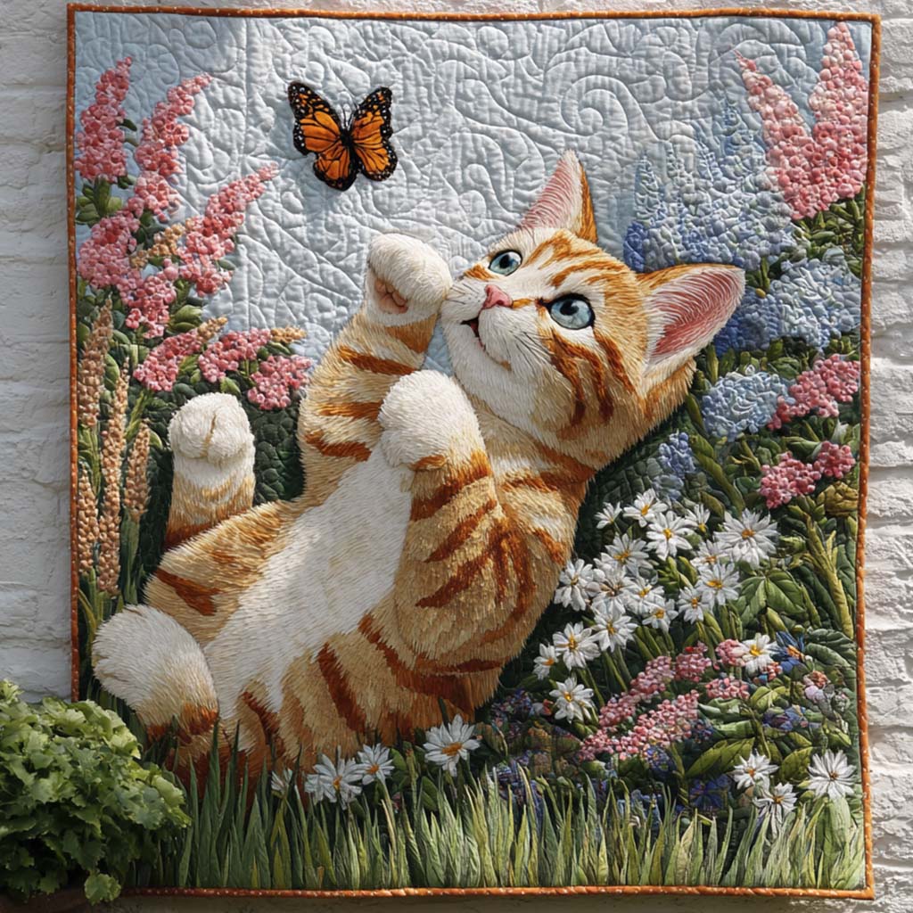 Blossom Cat Quilted Blanket Cute Colorful Blanket Gifts For Men Who Love Cats