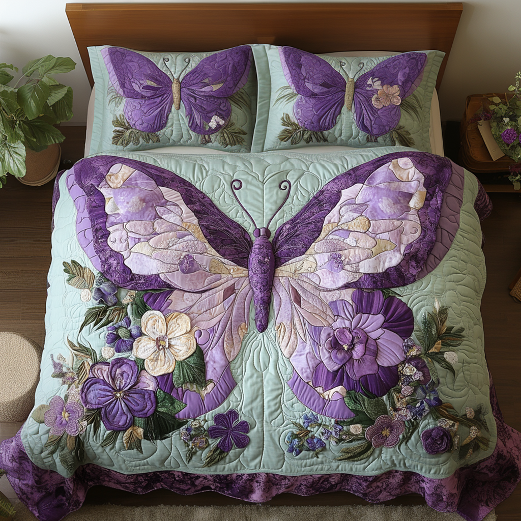 Blossom Flight Quilted Bedding Set Duvet Cover Bed Sheet Set Butterfly Theme Gifts For Sister Blossom Flight Quilted Bedding Set Duvet Cover Bed Sheet Set Butterfly Theme Gifts For Sister