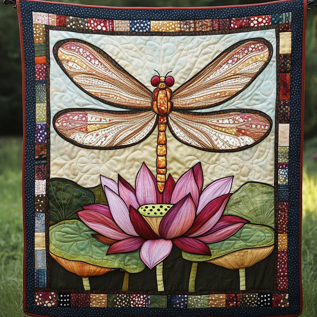 Blossom Flight Quilted Blanket Cute Colorful Blanket Dragonfly Gifts For Her Blossom Flight Quilted Blanket Cute Colorful Blanket Dragonfly Gifts For Her