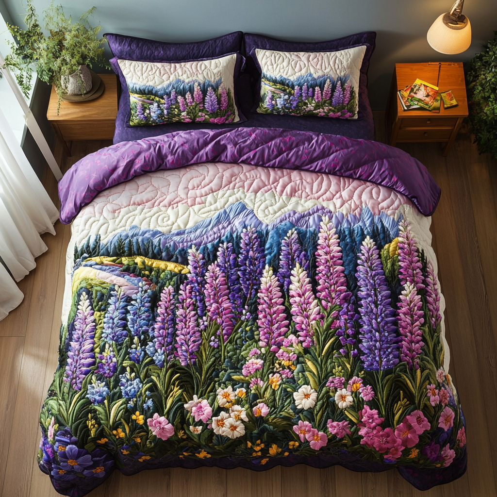 Blossom Haven Quilted Bedding Set Duvet Cover Merch Lavender Mother's Day Gifts Blossom Haven Quilted Bedding Set Duvet Cover Merch Lavender Mother's Day Gifts