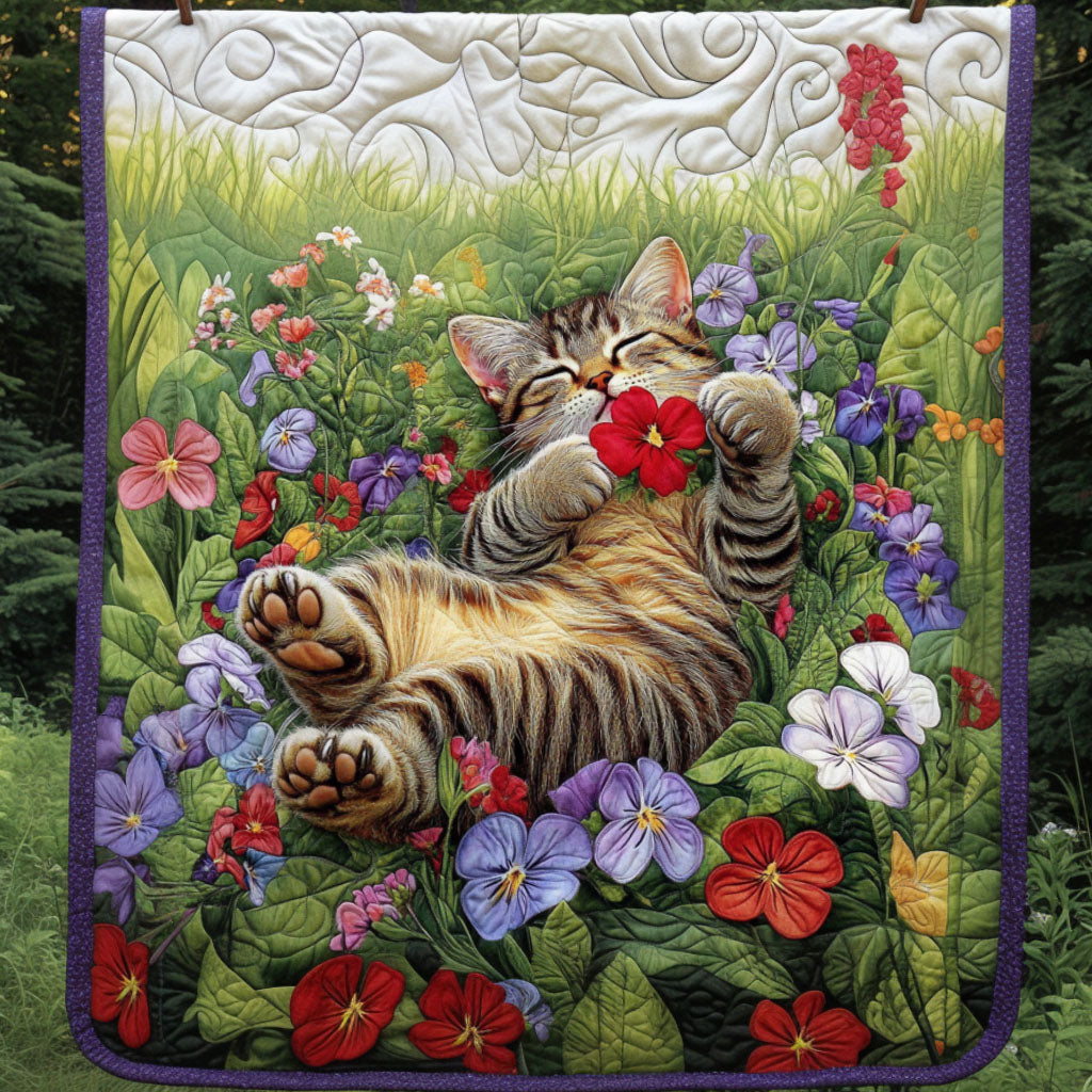 Blossom Hug Quilted Blanket Cute Throw Blanket Cute Cat Lover Ideas For Gifts Blossom Hug Quilted Blanket Cute Throw Blanket Cute Cat Lover Ideas For Gifts