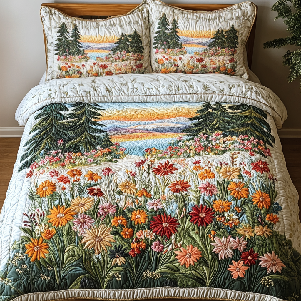 Blossom Path Quilted Bedding Set Duvet Cover Bed Sheet Set Sunflower Gifts For Women Blossom Path Quilted Bedding Set Duvet Cover Bed Sheet Set Sunflower Gifts For Women