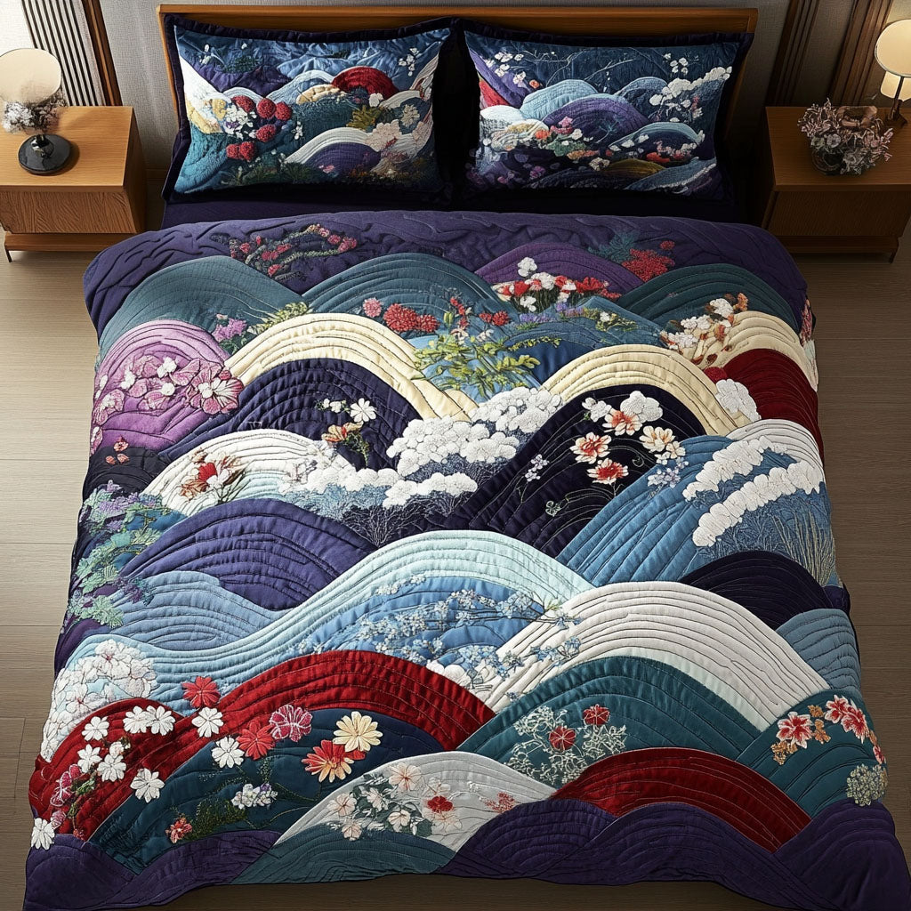 Blossom Petals Quilted Bedding Set Duvet Cover Bed Sheet Set Fuji Mountain Japanese Gifts Blossom Petals Quilted Bedding Set Duvet Cover Bed Sheet Set Fuji Mountain Japanese Gifts