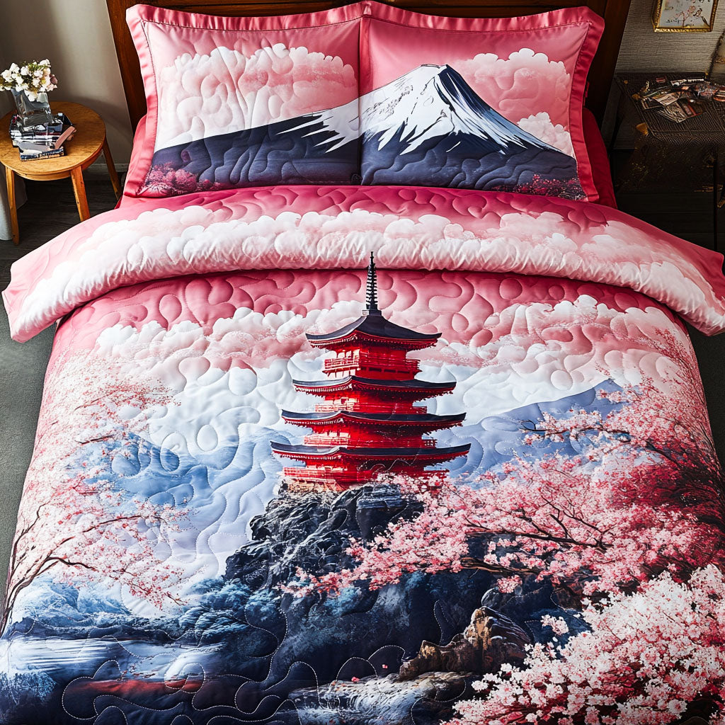 Blossom Serenity Quilted Bedding Set Duvet Cover Bed Sheet Set Fuji Mountain Japanese Gifts Blossom Serenity Quilted Bedding Set Duvet Cover Bed Sheet Set Fuji Mountain Japanese Gifts