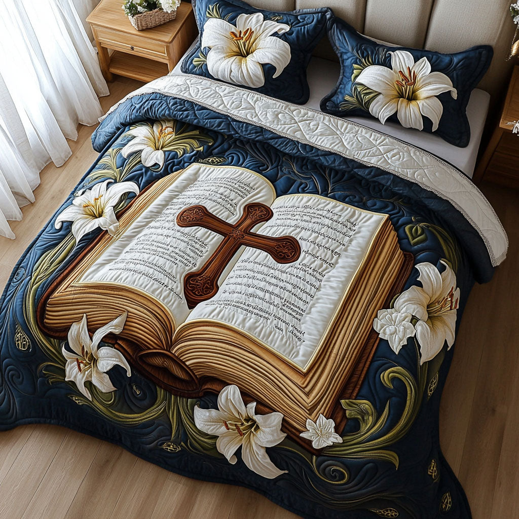 Blossoms of Prayer Quilted Bedding Set Duvet Cover Bed Sheet Set Faith Christmas Gifts