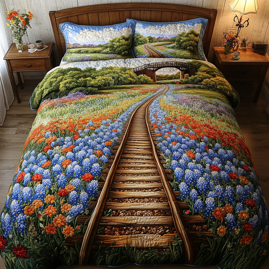 Blue Blossoms Quilted Bedding Set Duvet Cover Bed Sheet Set Texas Gifts For Her Blue Blossoms Quilted Bedding Set Duvet Cover Bed Sheet Set Texas Gifts For Her