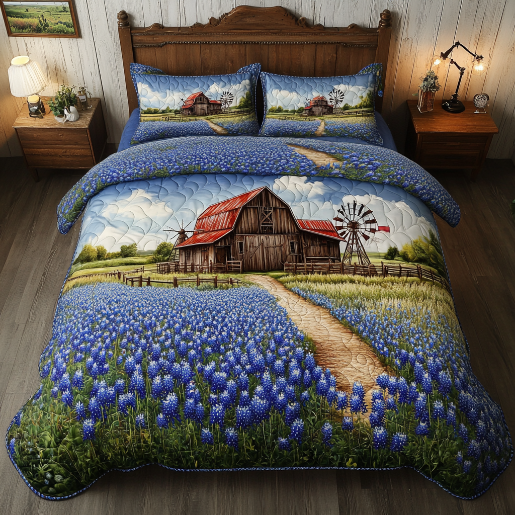 Blue Fields Quilted Bedding Set Duvet Cover Bed Sheet Set Texas Christmas Gifts Blue Fields Quilted Bedding Set Duvet Cover Bed Sheet Set Texas Christmas Gifts