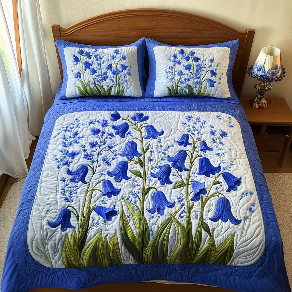 Blue Garden Melody Quilted Bedding Set Duvet Cover Bed Sheet Set Gifts For Flower Lovers Blue Garden Melody Quilted Bedding Set Duvet Cover Bed Sheet Set Gifts For Flower Lovers