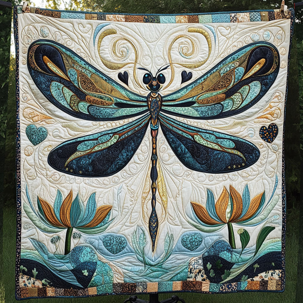 Blue Serenity Quilted Blanket Cute Colorful Blanket Dragonfly Christmas Gifts Blue Serenity Quilted Blanket Cute Colorful Blanket Dragonfly Christmas Gifts