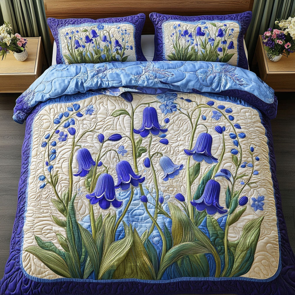 Bluebell Charm Quilted Bedding Set Duvet Cover Bed Sheet Set Flower Gifts For Her Bluebell Charm Quilted Bedding Set Duvet Cover Bed Sheet Set Flower Gifts For Her