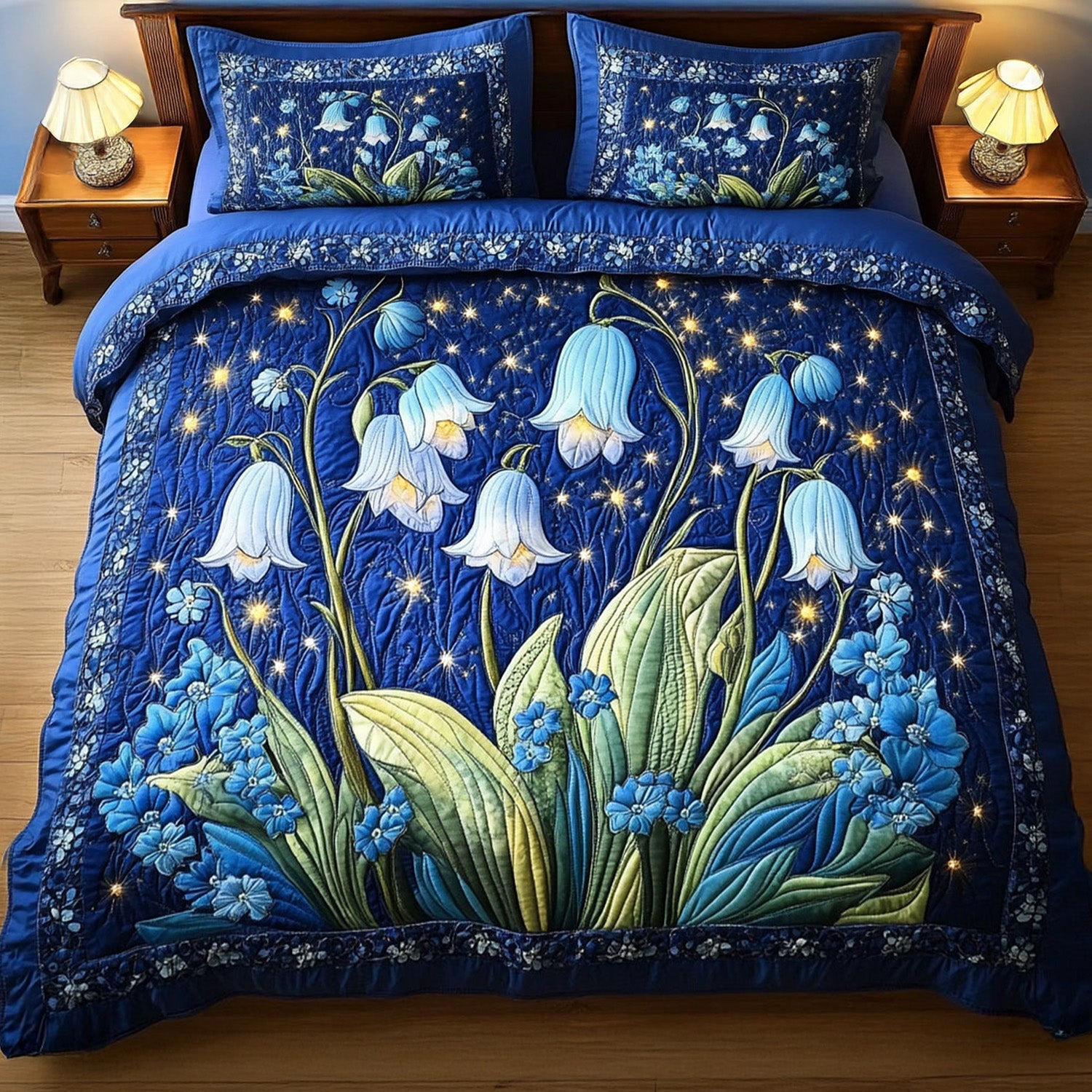 Bluebell Dream Quilted Bedding Set Duvet Cover Bed Sheet Set Flower Theme Gifts Bluebell Dream Quilted Bedding Set Duvet Cover Bed Sheet Set Flower Theme Gifts