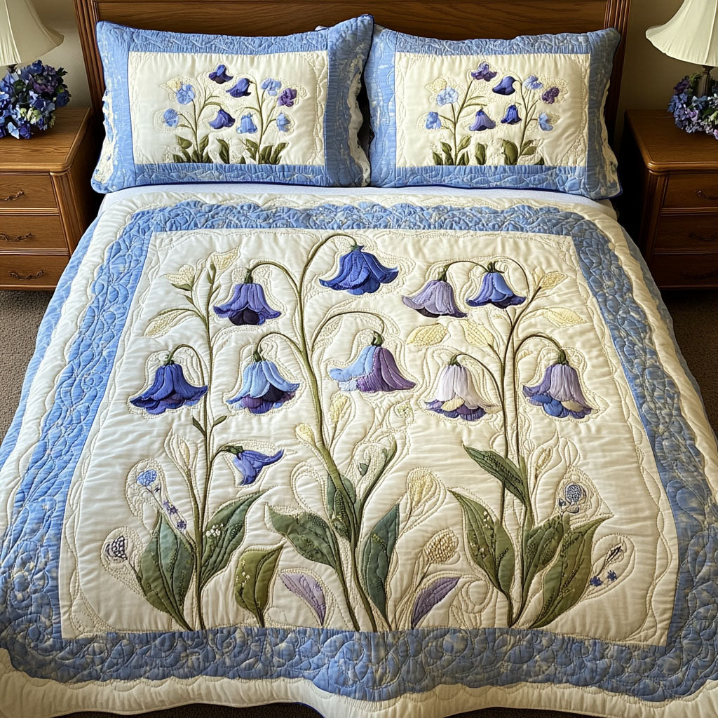 Bluebell Horizon Quilted Bedding Set Duvet Cover Bed Sheet Set Flower Gifts For Ladies Bluebell Horizon Quilted Bedding Set Duvet Cover Bed Sheet Set Flower Gifts For Ladies