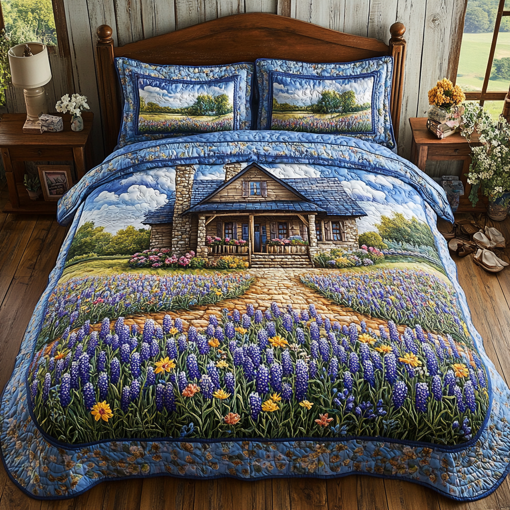 Bluebonnet Beauty Quilted Bedding Set Duvet Cover Bedspread Texas Gifts For Her Bluebonnet Beauty Quilted Bedding Set Duvet Cover Bedspread Texas Gifts For Her