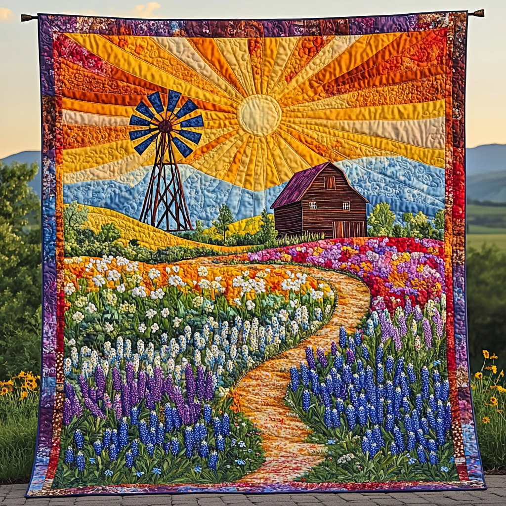 Bluebonnet Blooms Quilted Blanket Cute Throw Blanket Best Luxury Gifts For Women