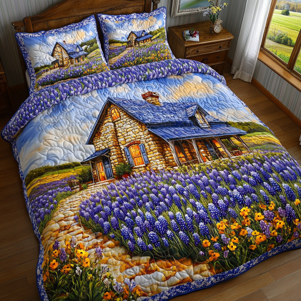 Bluebonnet Dream Quilted Bedding Set Duvet Cover Bedspread Texas Gift Ideas Bluebonnet Dream Quilted Bedding Set Duvet Cover Bedspread Texas Gift Ideas