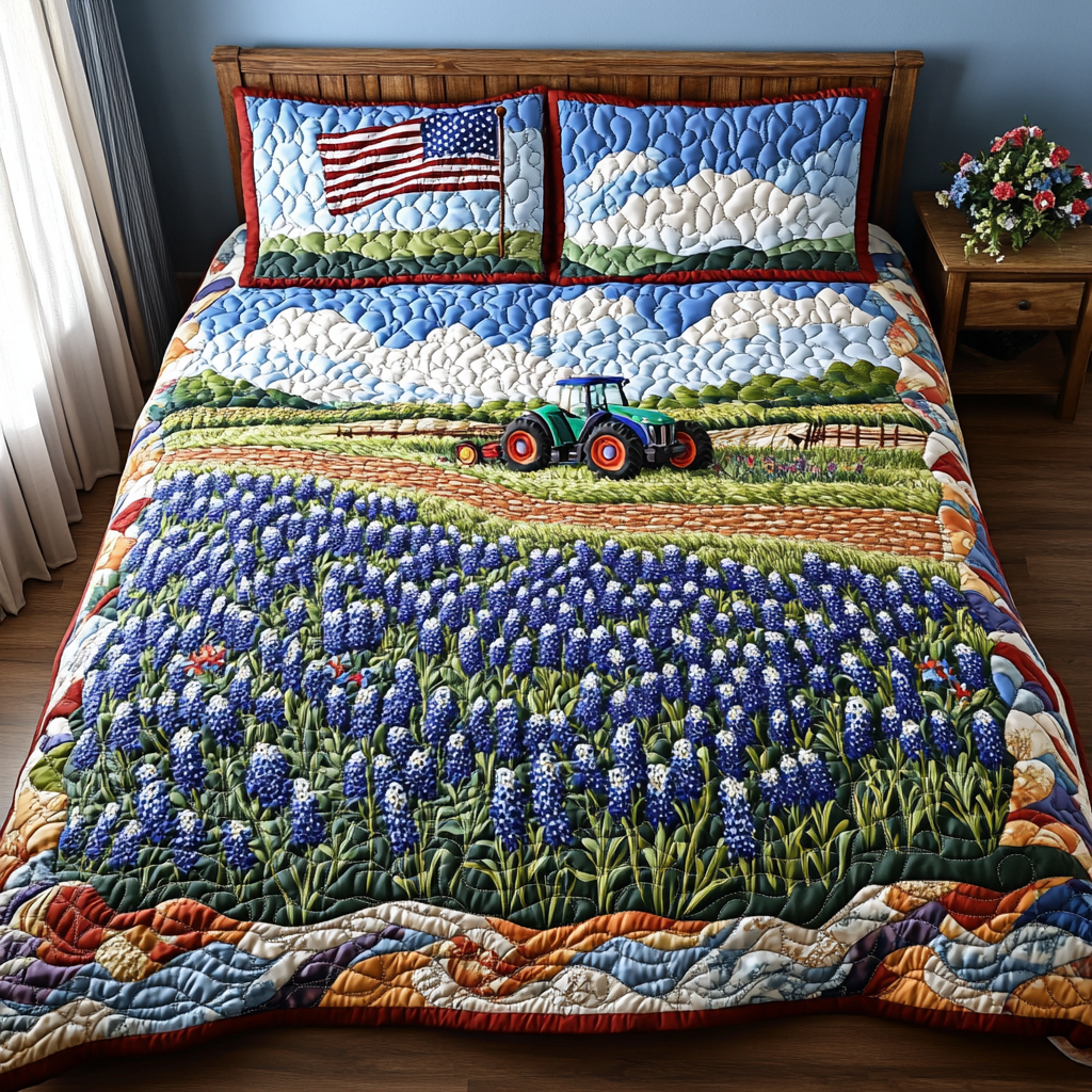 Bluebonnet Field Quilted Bedding Set Duvet Cover Bedspread Gift Delivery Texas Bluebonnet Field Quilted Bedding Set Duvet Cover Bedspread Gift Delivery Texas