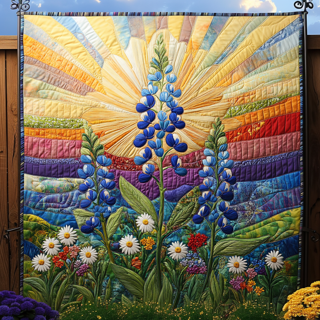 Bluebonnet Horizon Quilted Blanket Cute Throw Blanket Mother Daughter Gifts Bluebonnet Horizon Quilted Blanket Cute Throw Blanket Mother Daughter Gifts