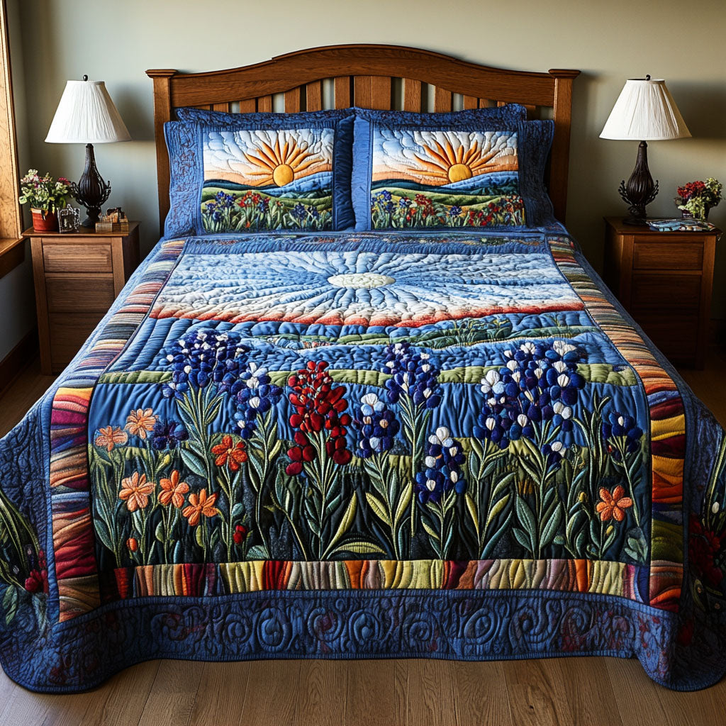 Bluebonnet Meadows Quilted Bedding Set Duvet Cover Bed Sheet Set Patriotic Texan Gifts Bluebonnet Meadows Quilted Bedding Set Duvet Cover Bed Sheet Set Patriotic Texan Gifts