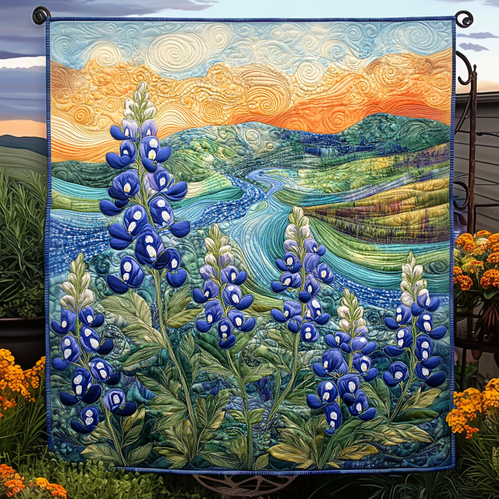 Bluebonnet Meadows Quilted Blanket Cute Throw Blanket Unique Christmas Gifts For Mom