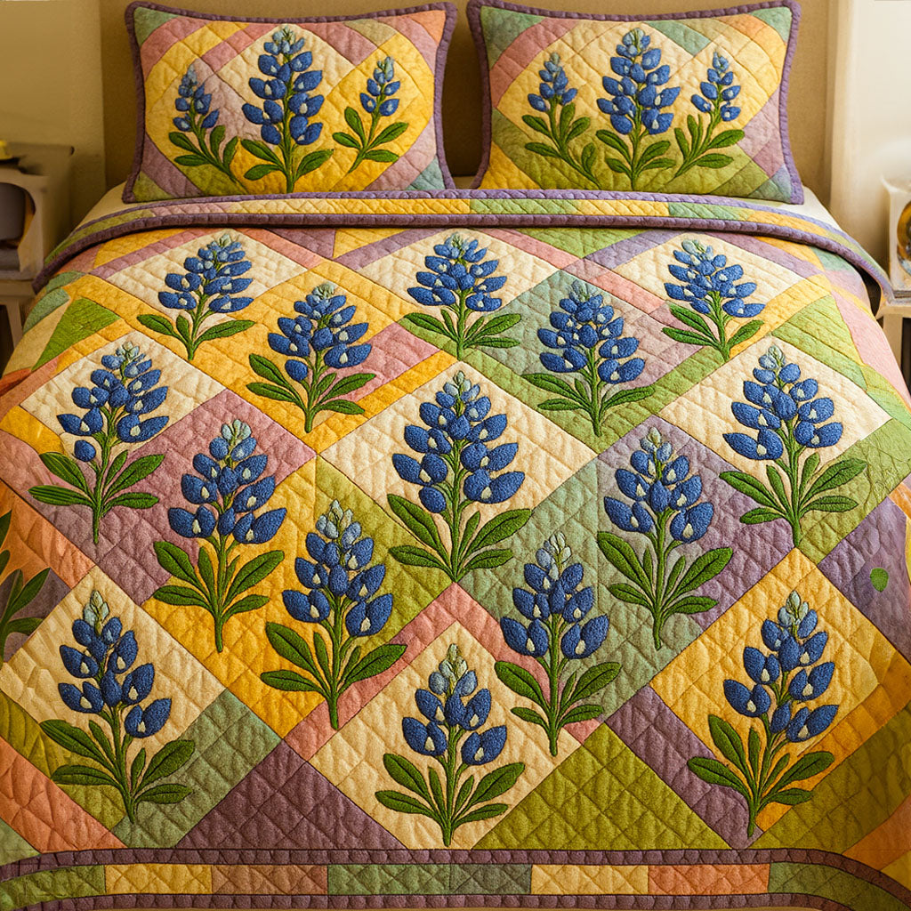 Bluebonnet Path Quilted Bedding Set Duvet Cover Bedspread Texas Christmas Gifts Bluebonnet Path Quilted Bedding Set Duvet Cover Bedspread Texas Christmas Gifts