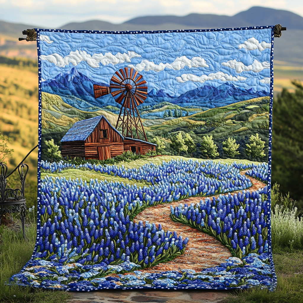 Bluebonnet Pathway Quilted Blanket Cute Throw Blanket Gifts For Mom From Daughter