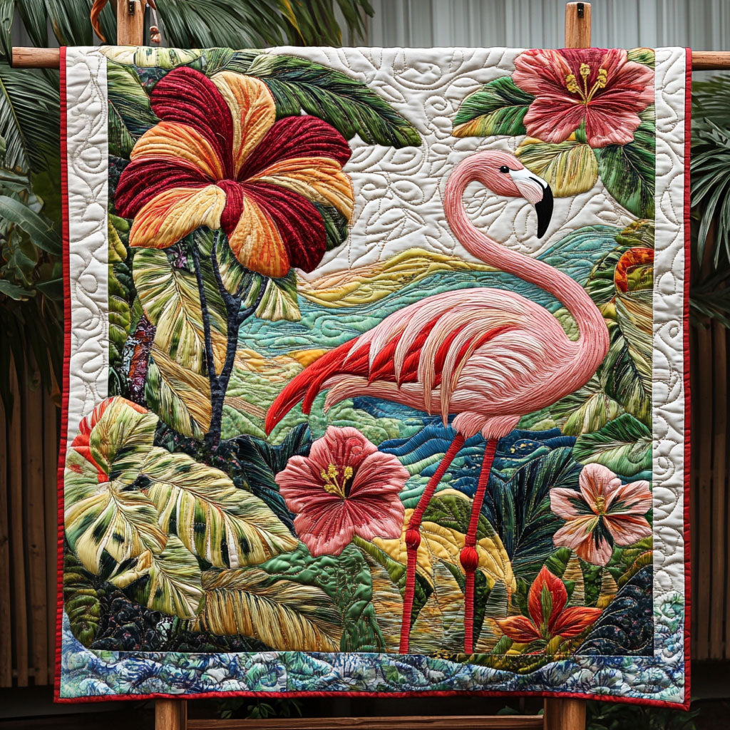 Blushing Feathers Quilted Blanket Cute Colorful Blanket Flamingo Novelty Gifts Christmas Blushing Feathers Quilted Blanket Cute Colorful Blanket Flamingo Novelty Gifts Christmas