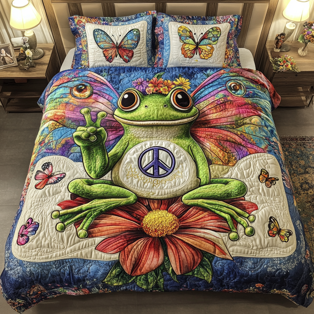 Boho Frog Quilted Bedding Set Duvet Cover Bedspreads Best Gifts For The Hippie In Your Life Boho Frog Quilted Bedding Set Duvet Cover Bedspreads Best Gifts For The Hippie In Your Life