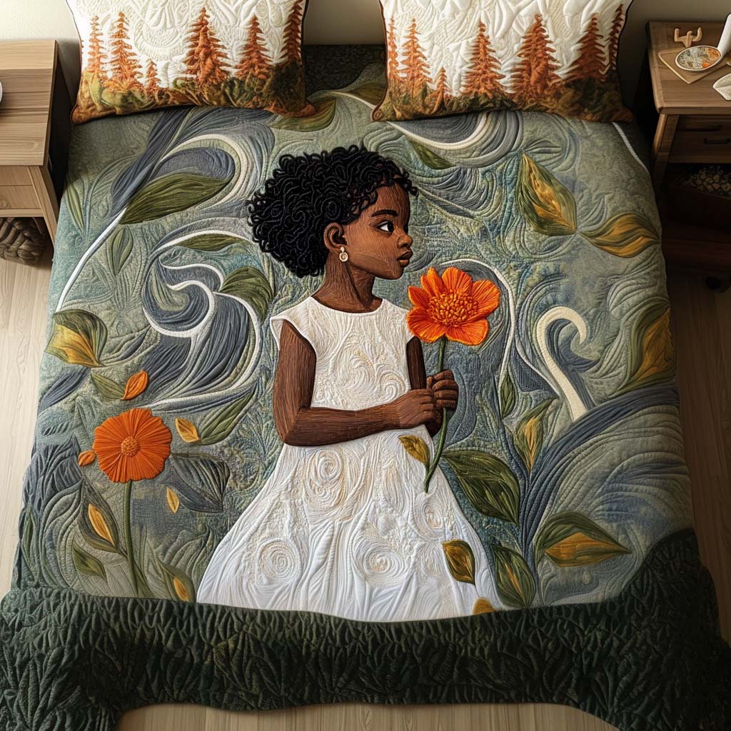 Bold and Blooming Quilted Bedding Set Duvet Cover Bed Sheet Set African American Gifts For Her Bold and Blooming Quilted Bedding Set Duvet Cover Bed Sheet Set African American Gifts For Her