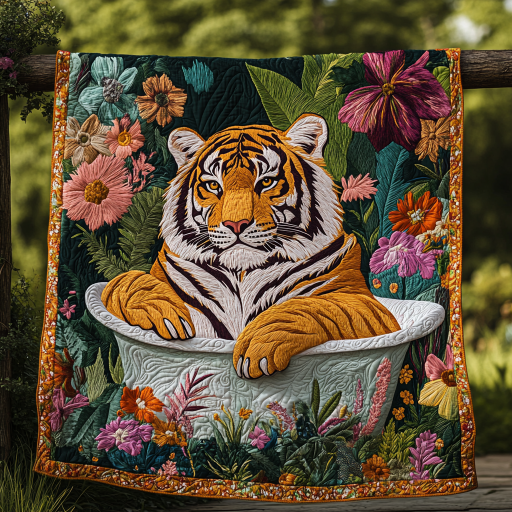 Bold and Untamed Quilted Blanket Cute Colorful Blanket Tiger Gifts For Men Bold and Untamed Quilted Blanket Cute Colorful Blanket Tiger Gifts For Men