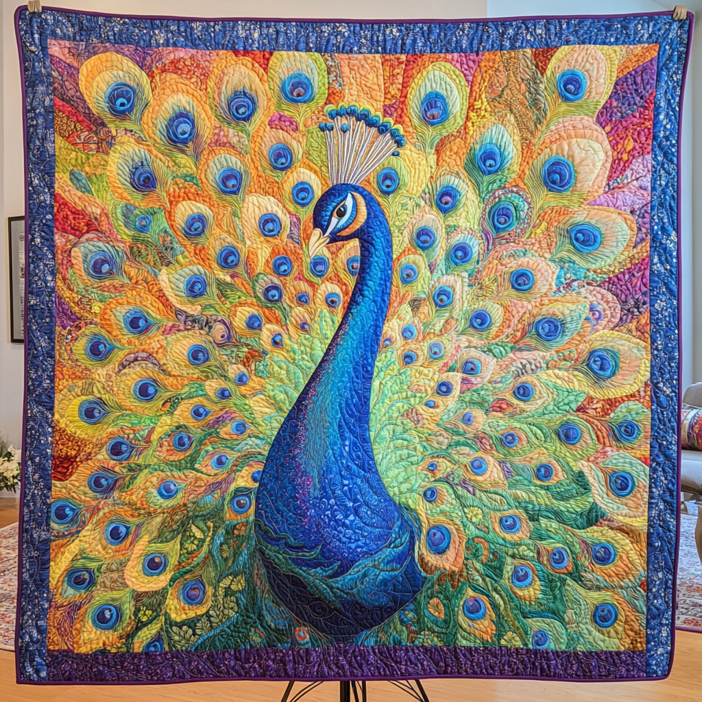 Bold Beauty Quilted Blanket Cute Colorful Blanket Bird Peacock Merchandise Gifts Bold Beauty Quilted Blanket Cute Colorful Blanket Bird Peacock Merchandise Gifts